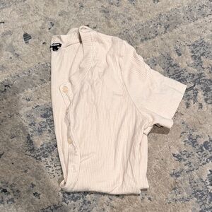 Monrow Beige Button-Up Bodysuit